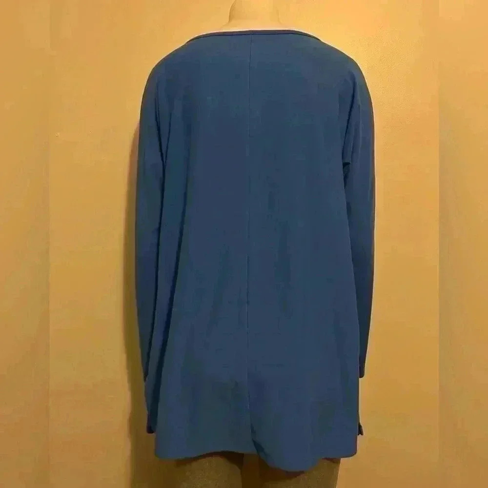Belle women’s size S vibrant sea blue & silver top, sparkly neckline & sleeves - Picture 3 of 6